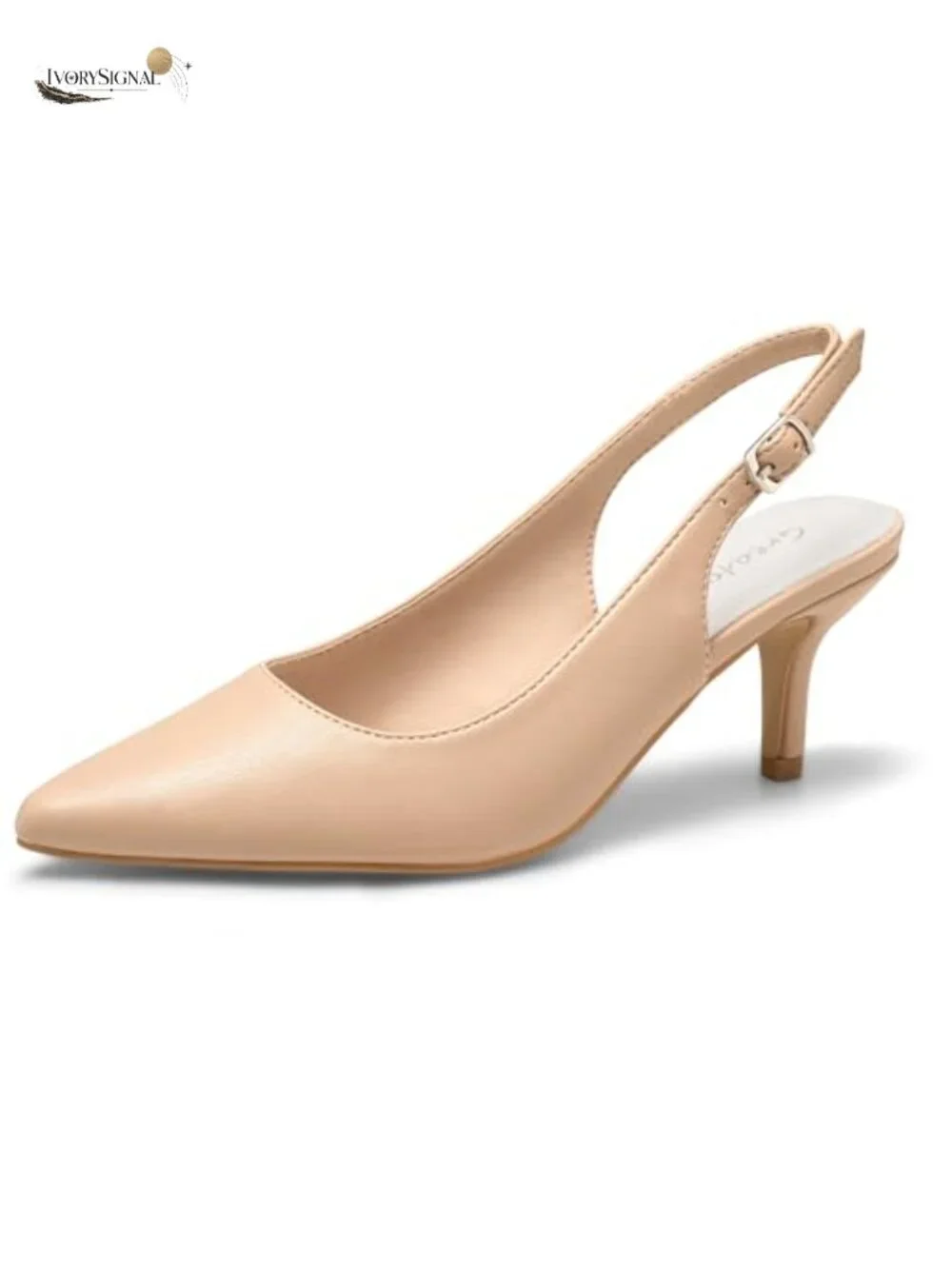 Women's Kitten Heels Pointed Toe Slingback Dress Pumps with Buckle